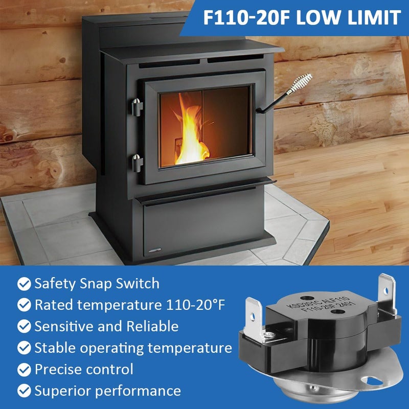 WKZO F110-20F Low Limit Control Switch Snap Disc Stove Fan Switch Replacement for Magnum MF3537 RP2045 Replace F110-20,110,F110 - Image 3